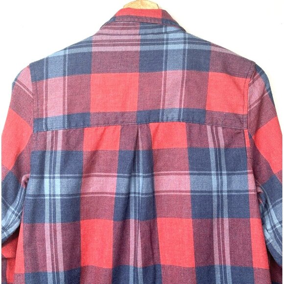 TenTree Womens Button Up Flannel Shirt Long Sleeve Red Blue Plaid Size Medium - Picture 5 of 15